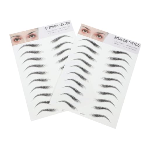 Hohopeti 2 Stück Kunstaugenbrauen Aufkleber Haarähnliche Wasserfeste Natürliche Imitation für Damen und Herren Einfache Anwendung Langlebig Hautfreundlich für Anfänger und Makeup neulinge von Hohopeti