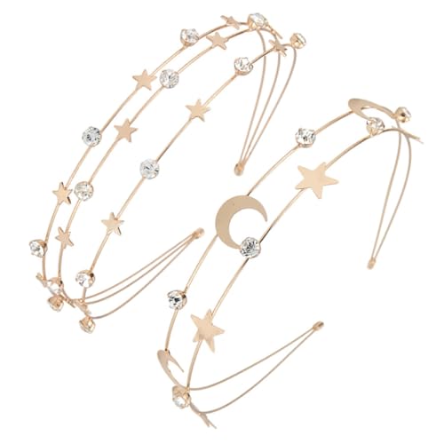 Hohopeti 2 Stück Mehrlagige Goldene Haarreifen mit Kristall strasssteinen Modisches Haarschmuck Damen Mädchen und Bräute Passend für Festliche Anlässe und Partys von Hohopeti