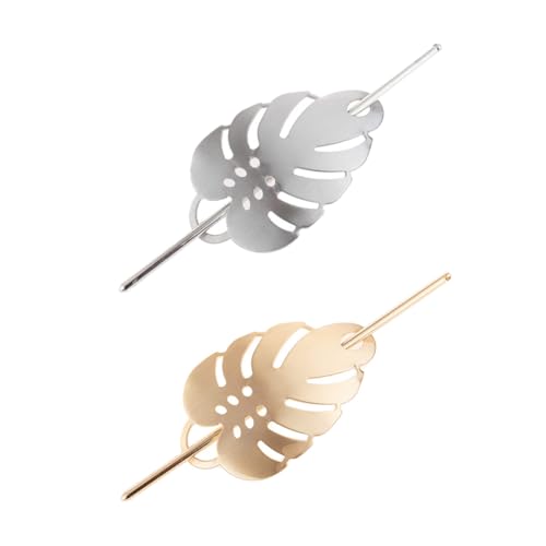 Hohopeti 2 Stück Metall Haarnadel Damen Haarschmuck mit Filigraner Blattstruktur Langlebig und Stilvoll Elegantes Geschenk für Frauen Modisches Accessoire für Besondere Anlässe von Hohopeti