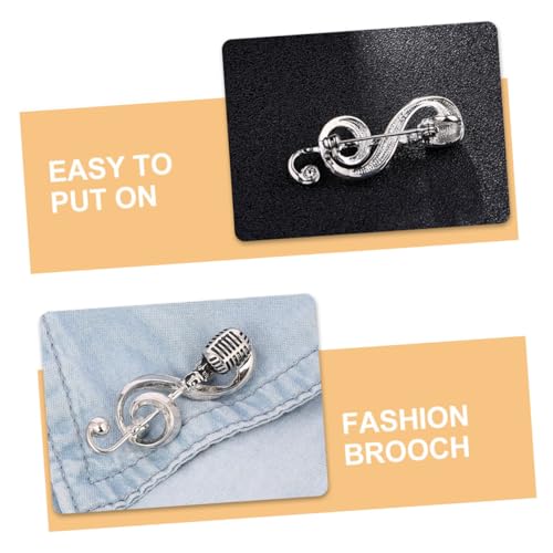 Hohopeti 2 Stück Musik broschen Set Mikrofon und Musiknoten Anstecknadeln für Damen Herren Modische Langlebige Pins mit Kreativem Musik motiv für Kleidung Vielseitig Einsetzbar von Hohopeti