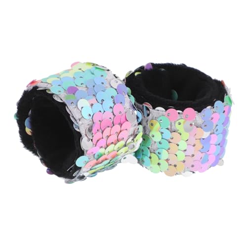 Hohopeti 2 Stück Pailletten Schnapparmband für Glitzer Slap Bands Kinderarmband für Schule Party Geburtstagsgeschenk Robust und Einfach Anzulegen von Hohopeti