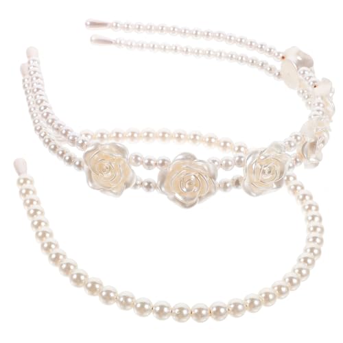 Hohopeti 2 Stück Perlen Haarbänder Damen Weiche Stirnbänder für Haare Bequemes Haaraccessoire zum Waschen Styling Sport und Alltag Vielseitig und Hautfreundlich für Frauen und Mädchen von Hohopeti