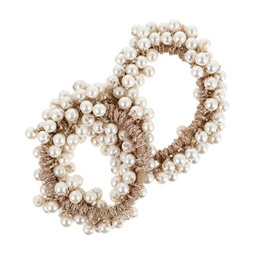 Hohopeti 2 Stück Perlen Haargummi Handgefertigt Elastisch Haarschmuck für Damen Mädchen Geeignet für Dickes Dünnes Lockiges Glattes Haar Modisches Haarband Stabil und Dekorativ von Hohopeti