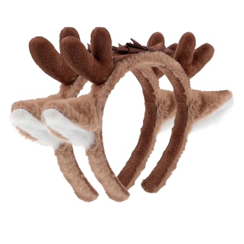Hohopeti 2 Stück Plüsch Haarreif mit Realistischen Geweihen und Ohren Weiches Cosplay Stirnband für Erwachsene und Geeignet für Weihnachten Halloween und Kostümpartys von Hohopeti