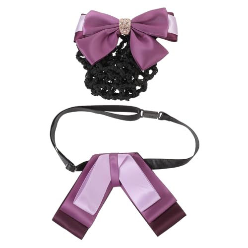 Hohopeti 2 Stück Professionelle Teiliges Haarnetz und Schleifen Haarclip Set Leichtes Langlebiges Haarzubehör für Damen für Büro Flugbegleiterin Gastronomie und Business Outfits von Hohopeti