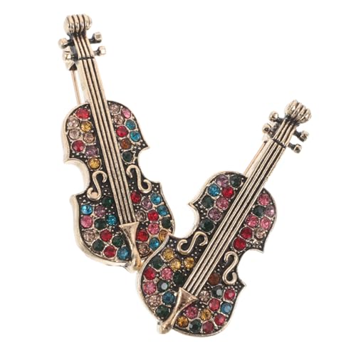Hohopeti 2 Stück Retro Violin Broschen für Damen mit Funkelnden Strasssteinen Stilvolle Schmucknadeln für Strickjacken Schals und Kleidung Musikalische Accessoires für Musikliebhaber und von Hohopeti