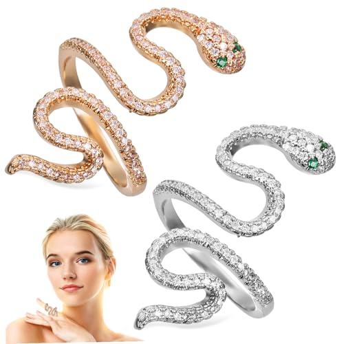 Hohopeti 2 Stück Schlangenring Damen Offener Verstellbarer Ring Gold Silber Unisex Schmuck für Geburtstag Geschenk Hohopeti 2 Stück Schlangenring Damen Offener Verstellbarer Ring Gold Silber Unisex Schmuck für Geburtstag Geschenk von Hohopeti