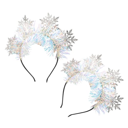 Hohopeti 2 Stück Schneeflocken Haarreif Weihnachtsdeko Festliche Party Haarschmuck Damen und Mädchen Weihnachtsfeier Accessoire Winter Festival Haarband von Hohopeti