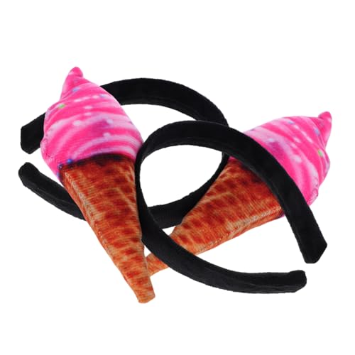 Hohopeti 2 Stück Süßes Eiscreme Haarreife für Damen Rutschfester Haarschmuck mit Niedlichem Eistüten Design Vielseitig für Party Cosplay Halloween und Alltag Geeignet von Hohopeti