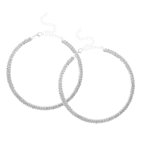 Hohopeti 2 Stück Teiliges Doppellagiges Halsketten Funkelnde Brautschmuck Kollektion Eleganter Strass Choker für Damen Verstellbar für Hochzeiten Partys und Besondere Anlässe von Hohopeti