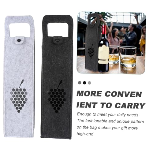 Hohopeti 2 Stück Teiliges Filz weintragetaschen Dunkelgrau Robuste Flaschentaschen mit Einzeldruckknopf Wiederverwendbare Geschenktaschen für Rotwein Whiskeyflaschen für Partys und von Hohopeti
