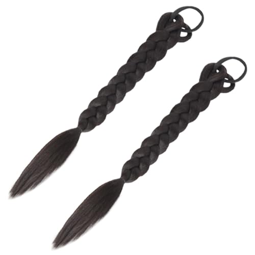 Hohopeti 2 Stück Teiliges Geflochtenes Synthetisches Ponytail Haarteil mit Haargummi Natürliche Farbe Haare Einflechten Haarverlängerung für Schwarze Frauen Modische Zopffrisur von Hohopeti