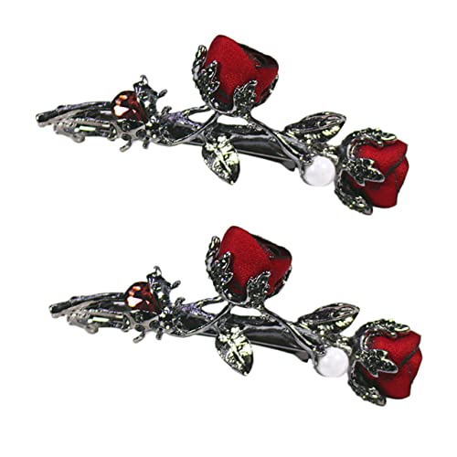 Hohopeti 2 Stück Teiliges Haarschmuck mit Rosen Funkelnde Strass Haarspangen Vintage Haarklammern für Damen Leichter Stabiler Haarhalter für Alltag und Festliche Anlässe von Hohopeti