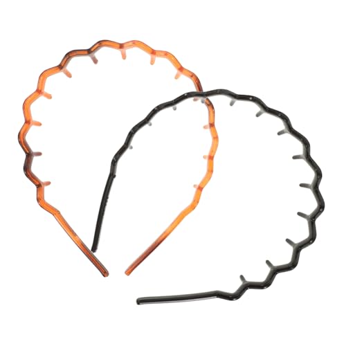 Hohopeti 2 Stück Teiliges Kunststoff Haarreif mit Gezackten Anti rutsch Zähnen Modische Stirnbänder für Damen Vielseitige Haarschmuck accessoires in Schwarz und Schildpatt Bequem und von Hohopeti