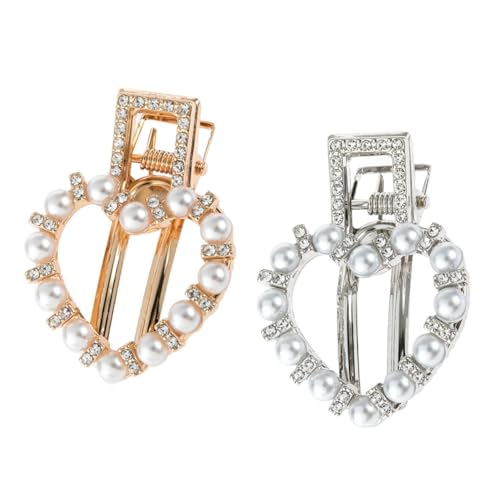 Hohopeti 2 Stück Teiliges Perlen Haarspangen mit Strass Modische Metalllegierung Haarklammern für Damen und Mädchen Elegante Süße Haarfixierclips für Alltag Party Hochzeit und Schule von Hohopeti