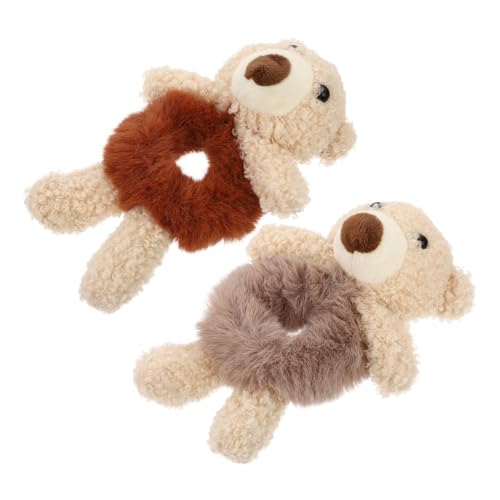 Hohopeti 2 Stück Teiliges Plüsch Bären Haargummi Elastisch Leicht Haarschmuck für Mädchen Cartoon Kostüm Party Weihnachten Hochzeit Geburtstag von Hohopeti