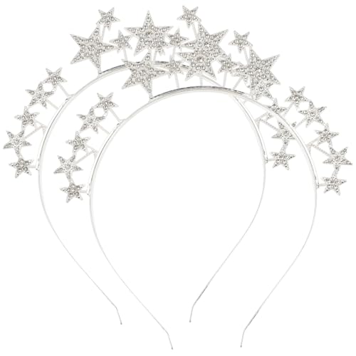 Hohopeti 2 Stück Teiliges Stern Haarreif für Mädchen Glitzernde Leichte Metall haarreifen Komfortable Party Festtags accessoires Langlebig und Strahlend als Haarband von Hohopeti
