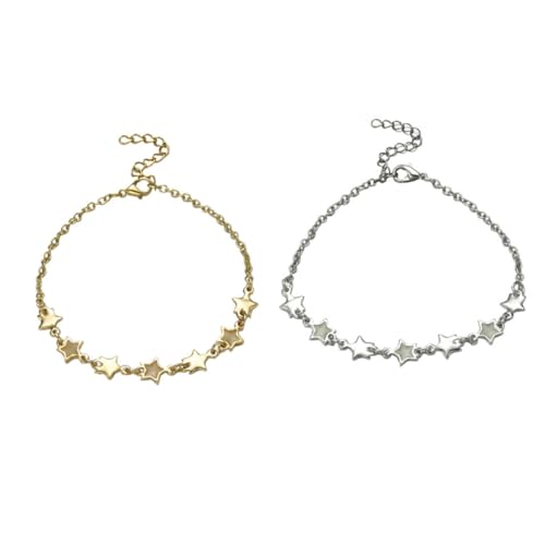 Hohopeti 2 Stück Unique Lovers Schmuck Leuchtendes Sternarmband aus Legierung Verstellbare Modeschmuck kette für Modisches Langlebiges Handgelenk accessoire für Alltag und Party von Hohopeti