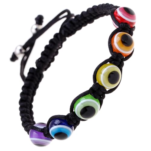 Hohopeti 2 Stück Verstellbare Böser Blick Armbänder Handgefertigt Geflochtene Regenbogen schnur Glücksbringer Schmuck für Herren und Damen Modisch Angenehm Passend für Alltag und Besondere von Hohopeti