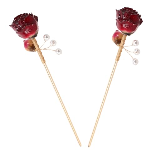 Hohopeti 2 Stück Vintage Haarnadeln mit Rosen Design Chinesische Haarschmuck für Frauen Haarstäbchen für Hochzeiten Feste und Traditionelle Frisuren Langlebiges Material Vielseitig von Hohopeti