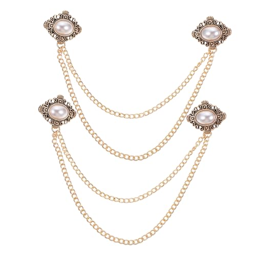 Hohopeti 2 Stück Vintage Herren Broschen Retro Ketten Clip Pin aus Legierung Stilvolle Cardigan und Hemd Kragen Clips Modische Anstecknadeln für Elegante Outfit Accessoires von Hohopeti