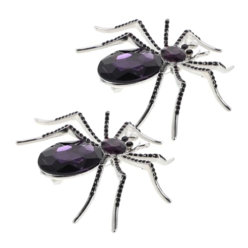 Hohopeti 2 Stück Vintage Spinnen Brosche mit Strass Langlebiges Legierungs Auffälliges Halloween Schmuck Abzeichen für Anzug Mantel Tasche Bluse Damen und Herren von Hohopeti