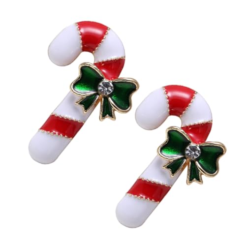 Hohopeti 2 Stück Weihnachtliche Brosche Set mit Handgefertigt Cartoon Walking Stick Design Party Schmuck Geschenkidee für Damen und Mädchen von Hohopeti