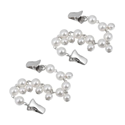 Hohopeti 2 Teiliges Stilvolle Pulloverketten mit Perlen Abnehmbare Strickjacken Clips aus Harz Modische und Dekorative Schmuckkette für Damen Passend für Pullover Cardigans und Schals von Hohopeti