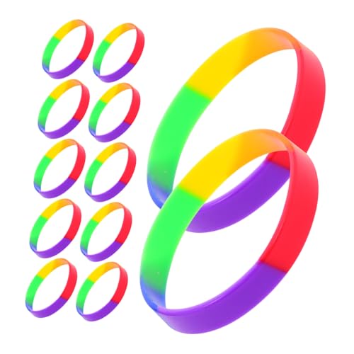 Hohopeti 20 Stück Teiliges Silikonarmband Regenbogenfarben Pride Month Armbänder Unisex Freundlich Erwachsene Party Zubehör für Pride Feiern von Hohopeti