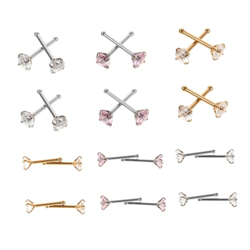 Hohopeti 24 Stück Teiliges Nasenpiercing Damen Edelstahl Zirkonia Nasenstecker Hypoallergen Modisch Langlebig für Alltag und Party von Hohopeti