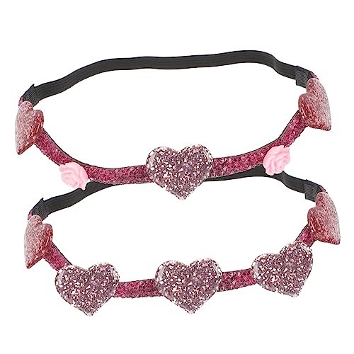 Hohopeti 2stücke Flexible Valentinstag Haarreif Mit Herzdesign Für Frauen Und Mädchen Party-haaraccessoire Für Festliche Anlässe Und Kreative Fotos von Hohopeti