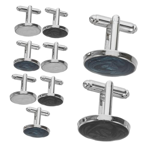Hohopeti 3 Paare Herren Manschettenknöpfe Rund Kreativ Glänzend für Französische Hemden Business Hochzeit Interview Formelle Anlässe in Blau von Hohopeti
