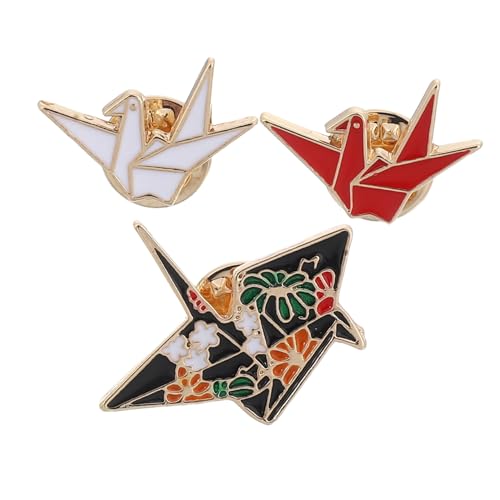 Hohopeti 3 STÜCKE Teiliges Origami Tier Broschen Kreative Cartoon Anstecknadeln aus Legierung in Rot und Weiß Elegante Einzigartige Abzeichen für Kleidung und Rucksack Zubehör von Hohopeti