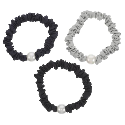 Hohopeti 3 Stück Elastische Haargummis mit Perlen Modische Ponytail Halter für Dickes Haar Dekorative Haarschmuck Accessoires für Damen und Mädchen Langlebig Stilvoll Tragbar in Schwarz von Hohopeti
