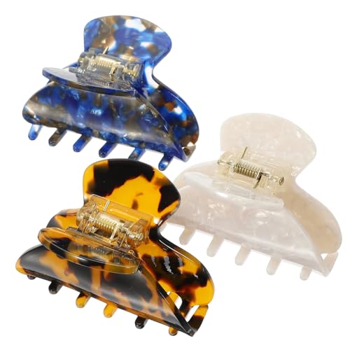 Hohopeti 3 Stück Kleine Haarklammern Acetat Haarklammern für Dünnes Haar Stabile Krallenclips in Weiß Blau Leopardenmuster Kompakt Vielseitig für Frauen Alltag und Party Geeignet von Hohopeti