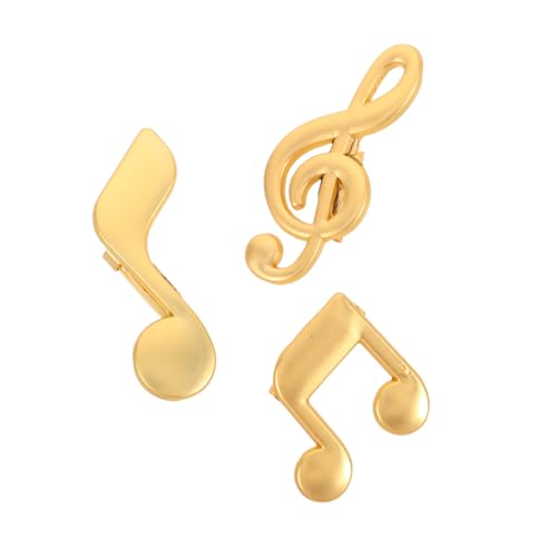 Hohopeti 3 Stück Musical Brooch Pin Teiliges Goldfarbene Noten Anstecker Vielseitiger Modischer Schmuck für Männer und Frauen Stil Handwerkskunst für Anzüge Jacken Hemden Partys Hochzeiten von Hohopeti