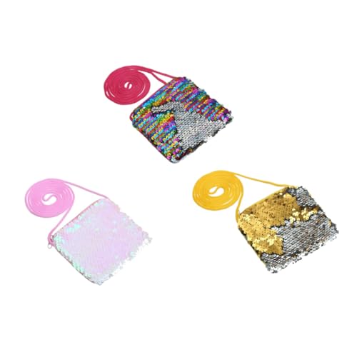 Hohopeti 3 Stück Pailletten Kleingeldbörse Kleine Quadratische Geldbörse für Mädchen Handtasche in Weiß Bunt Gold Glitzernd Etui von Hohopeti