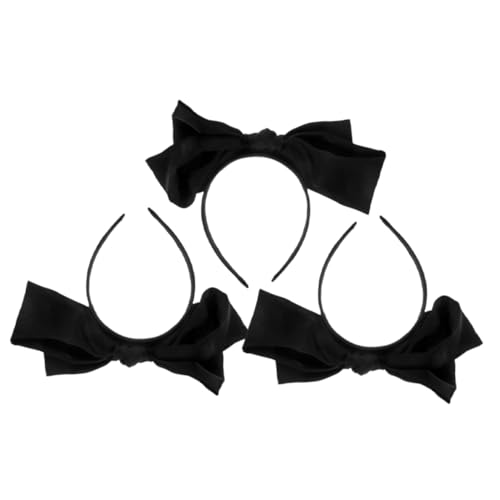 Hohopeti 3 Stück Schwarzes Haarband mit Großer Schleife Haarschmuck Damen Vielseitiges Stirnband für Alltag Party und Fotoshootings Langlebiges Material Modischer Bowknot Hair Accessory von Hohopeti