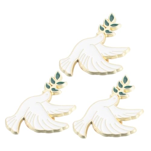 Hohopeti 3 Stück Taubenbroschen Friedenssymbol Metall Pin mit Olivenzweig Langlebige Anstecknadeln für Kleidung Rucksäcke Hüte Vielseitiger Unisex Schmuck für Alltag und Events von Hohopeti