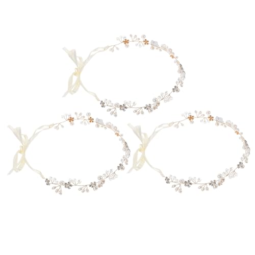 Hohopeti 3 Stück Teiliges Braut Haarband Goldfarben mit Strass Luxuriöses Stirnband Haarschmuck für Hochzeit Festliche Anlässe Bequemes Leichtes Braut-accessoire für Damen und Mädchen von Hohopeti