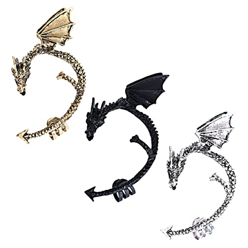 Hohopeti 3 Stück Teiliges Gothic Drachen Ohr Manschetten nicht Durchbohrt Punk Ohr Clips in Bronze Silber Schwarz Ohrklemme für Frauen und Mädchen Robust und Langlebig für Halloween und Hohopeti 3 Stück Teiliges Gothic Drachen Ohr Manschetten nicht Durchbohrt Punk Ohr Clips in Bronze Silber Schwarz Ohrklemme für Frauen und Mädchen Robust und Langlebig für Halloween und von Hohopeti