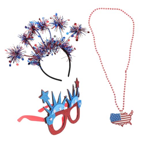 Hohopeti 3 Stück Teiliges Independence Day Party Set mit Rot Weiß Blauer Brille Karten Halskette und Stern Stirnband Patriotische Accessoires für Feier Parade und Familienzusammenkünfte Hohopeti 3 Stück Teiliges Independence Day Party Set mit Rot Weiß Blauer Brille Karten Halskette und Stern Stirnband Patriotische Accessoires für Feier Parade und Familienzusammenkünfte von Hohopeti
