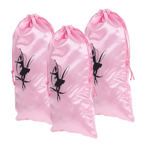 Hohopeti 3 Stück Teiliges Mädchen Ballettschuh Aufbewahrungsbeutel Kordelzug Tanzschuh Tasche Geräumig Reißfest für Ballettschuhe Tanzkleidung Reise und Training von Hohopeti