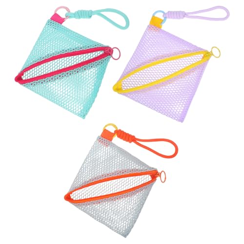 Hohopeti 3 Stück Teiliges Mini Mesh Kosmetiktaschen aus Atmungsaktivem Tofu gewebe Leichte Tragbare Organizer für Make up Karten Schlüssel für Reisen und Alltag in Grün Violett Blau von Hohopeti