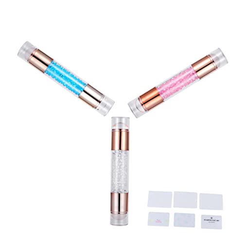 Hohopeti 3 Stück Teiliges Nail Stamper Doppelkopf Nagel Stempel Maniküre Werkzeug in Weiß Rosa Blau Langlebig und Vielseitig für Nail Art Stamping Zuhause und Profi Einfache Anwendung für von Hohopeti