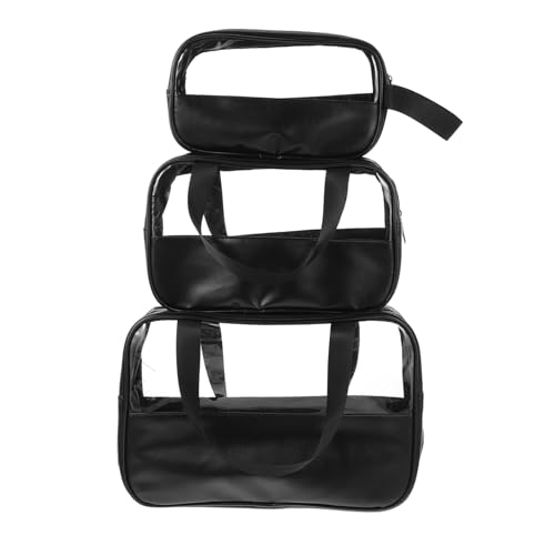 Hohopeti 3 Stück Teiliges Wasserdichtes Toilettenbeutel Transparenter Kulturbeutel mit Reißverschluss Großer PU Kosmetik Organizer für Damen für Reisen und Alltag von Hohopeti