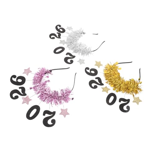 Hohopeti 3 Stück Teiliges Year Headband mit Glitzer Stern und Zahlen Verstellbare Party Haarbänder für Frauen und Festliche Kopfbedeckung für Silvester und Lunar Year Feier von Hohopeti