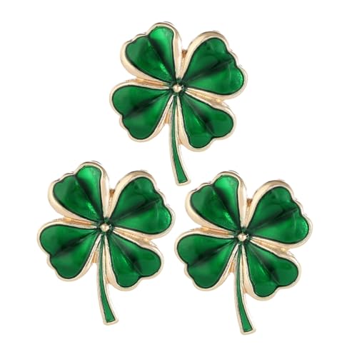 Hohopeti 3 Stück Vierblättriges Kleeblatt Brosche Teiliges aus Emaille und Stilvolle Grüne Shamrock Anstecknadeln für Damen und Mädchen Vielseitiges Schmuckaccessoire zu St Patricks Day von Hohopeti
