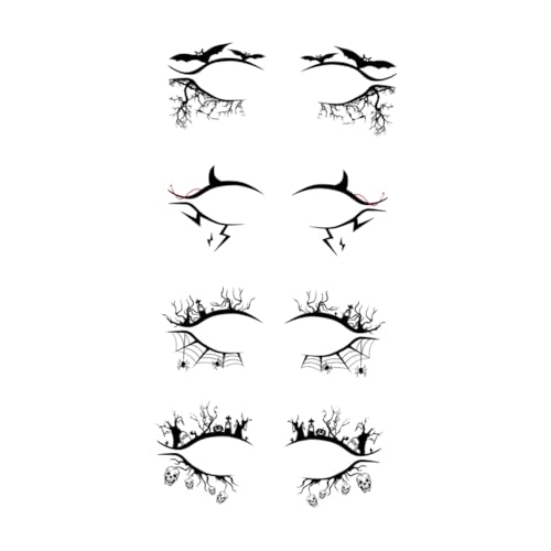 Hohopeti 4 Paare Halloween Eyeliner Sticker Selbstklebend Bat Spider Motive Lustige Augen Make Up Aufkleber Für Frauen Mädchen Party Karneval Cosplay Dekoration von Hohopeti