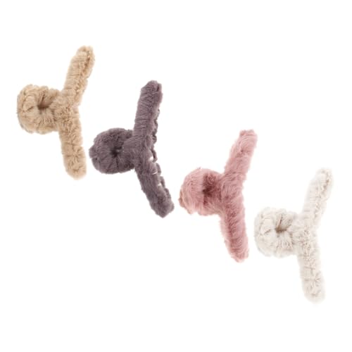 Hohopeti 4 STÜCKE Teiliges Plüsch Haarklammern Große Flauschige Haar Krallenclips für Damen und Mädchen Weiche Haarspangen für Langes und Dünnes Haar Stilvolles Haarstyling zubehör von Hohopeti